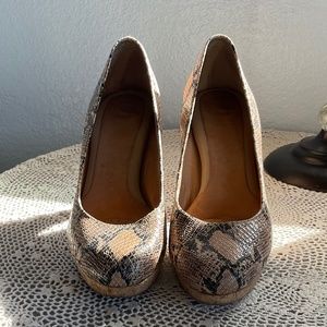 Nurture Snakeskin Kira Print High Heel Platform Cork 8.5 Neutral Tones